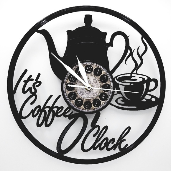 SPOT51.COM Other - It's COFFEE O'CLOCK vinyl record clock